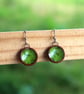 Handmade Green Glazed Ceramic Earrings, Hypoallergenic Stainless Steel, Natural 