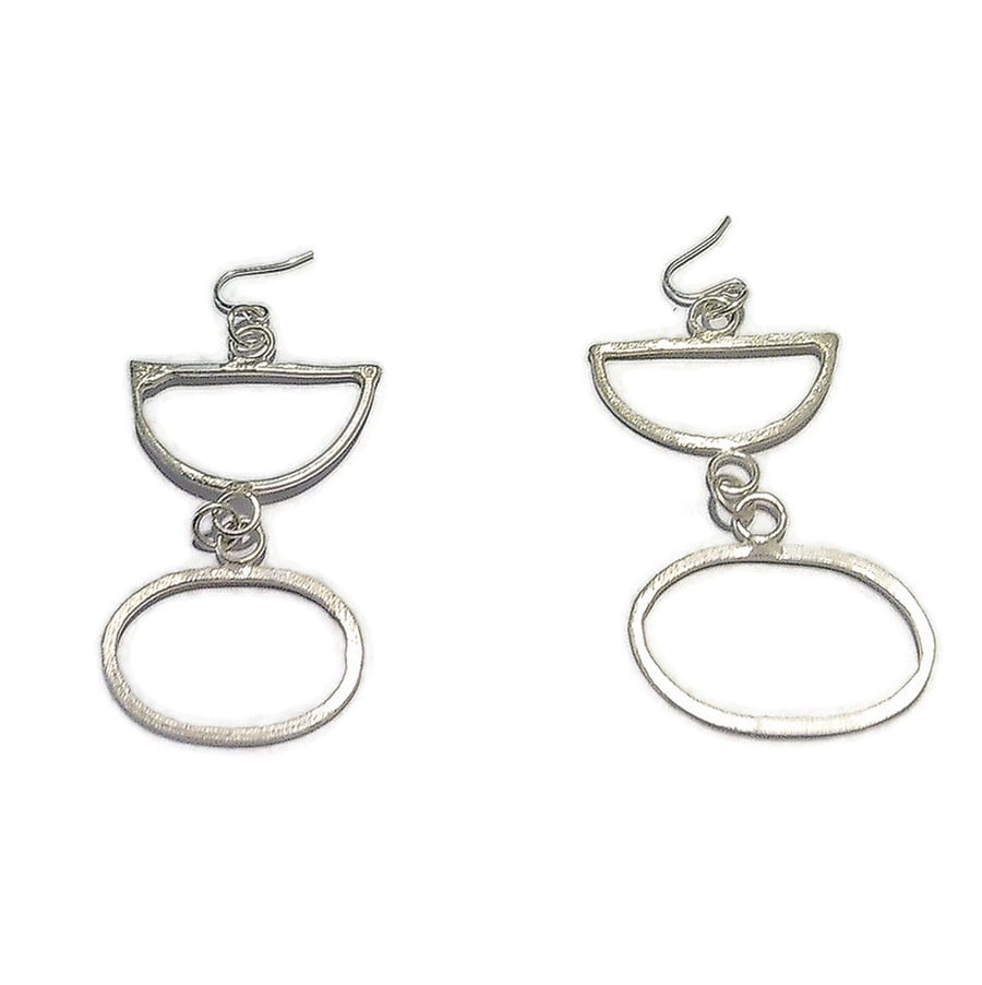 sterling silver dangle - geometric shape hoop earrings
