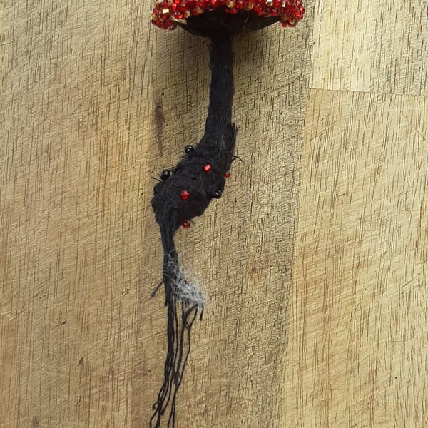 Textile mushroom hanging ornament, Handbag charm