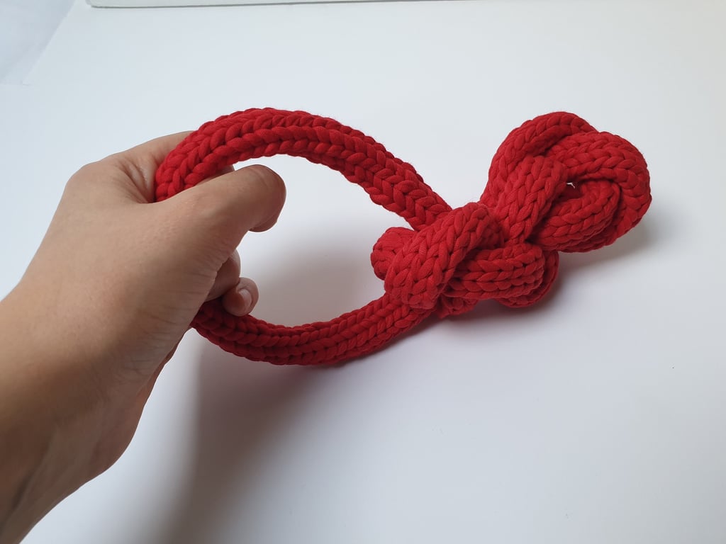 Hand - Knitted Eco-Friendly T-Shirt Yarn Red Rope Tug Small Dog Toy