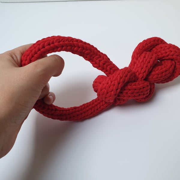 Hand - Knitted Eco-Friendly T-Shirt Yarn Red Rope Tug Small Dog Toy