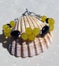 Yellow Agate & Black Onyx Gemstone Beaded Chakra Bracelet "Daffodil" - Image 1