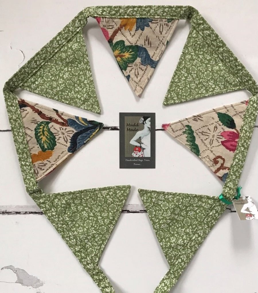Vintage Bunting with c. 70’s 80’s Laura Ashley and Repurposed c. 50’s Fabric