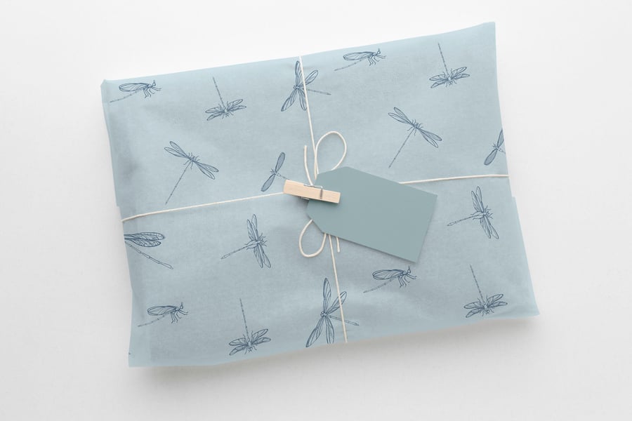 Blue Dragonflies Gift Paper sheet, large size