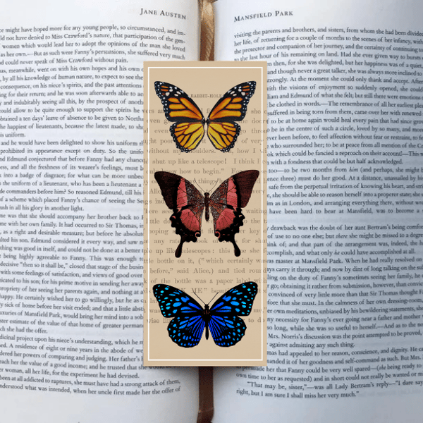 Bookish Vintage Butterfly Illustration Dark Academia Bookmark