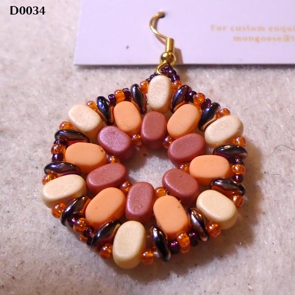 Hexagonal bead earrings (customisable)