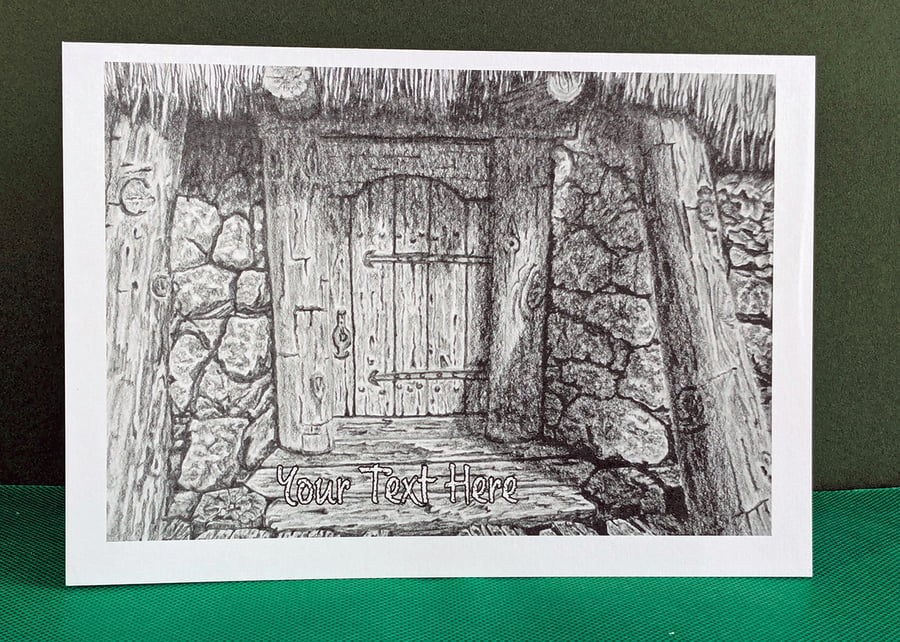 Cabin Door Art Card: Blank or Personalised A5-Size Greetings Card