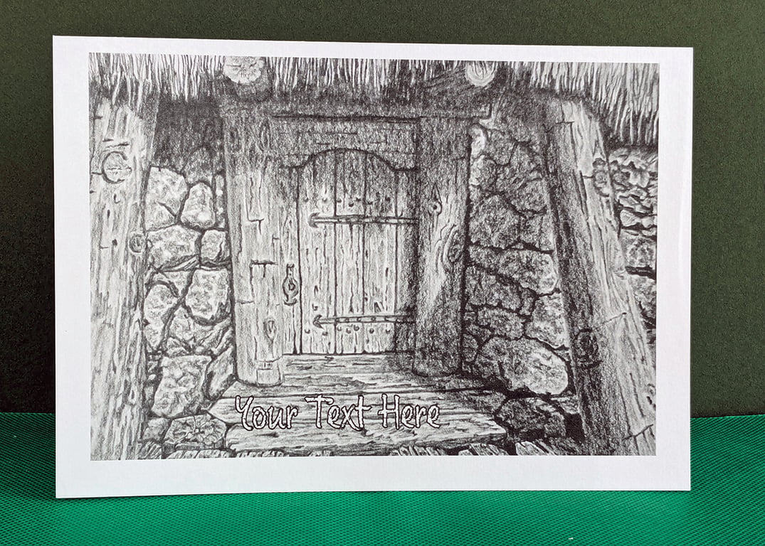 Cabin Door Art Card: Blank or Personalised A5-Size Greetings Card