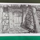 Cabin Door Art Card: Blank or Personalised A5-Size Greetings Card