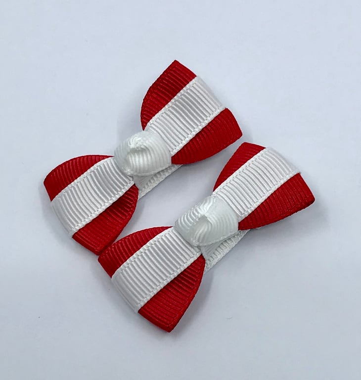 School Itty Bitty Red and White on Clips (pair)