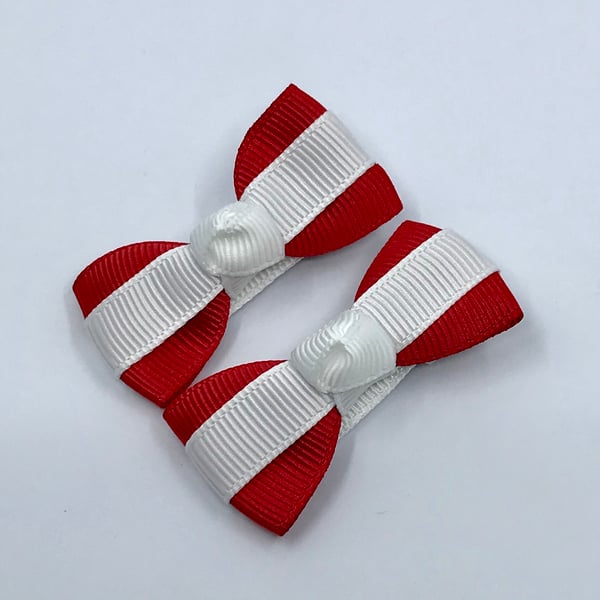 School Itty Bitty Red and White on Clips (pair)