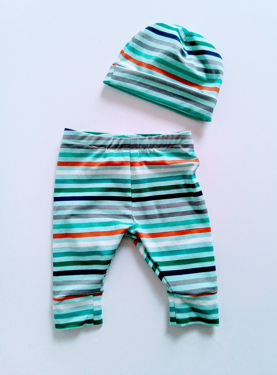 Newborn Leggings and hat set, gift for baby, baby shower gift, gift for new baby