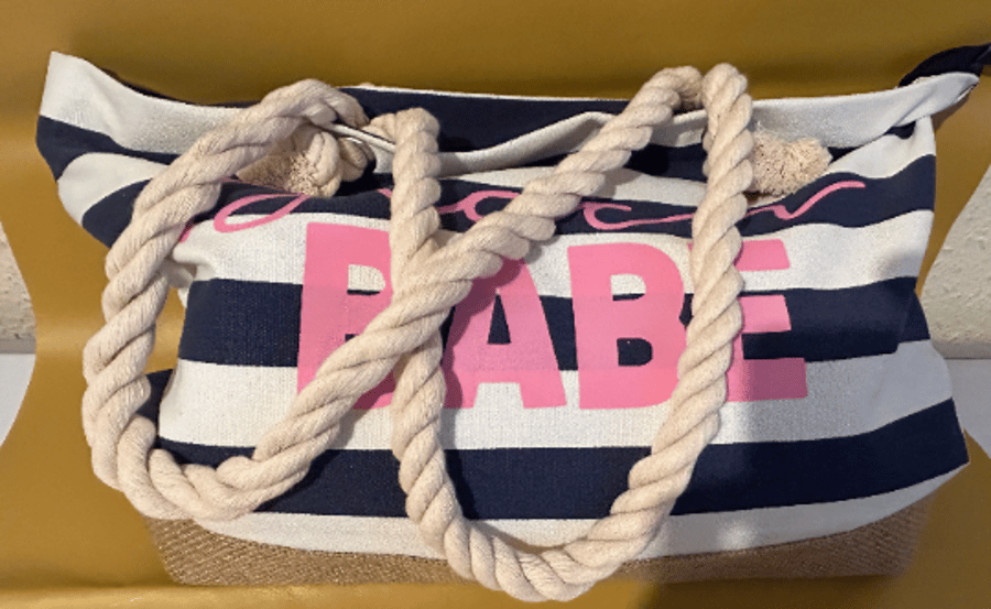 Beach Bag tote bag blue stripe