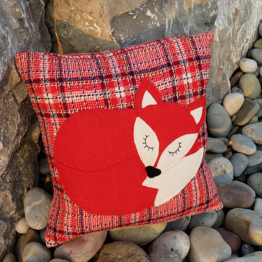 Little red fox.  A fox cushion complete with feather pad.