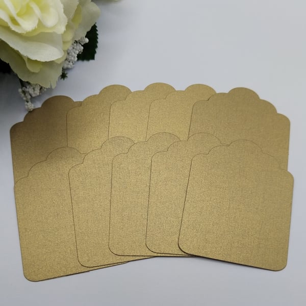 Shimmer Gold Die Cut Gift Tags x 10 - No Holes - Wedding Stationery Tags