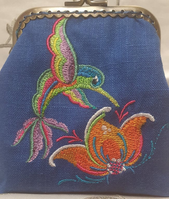The Rosemaling Hummingbird Coin Purse