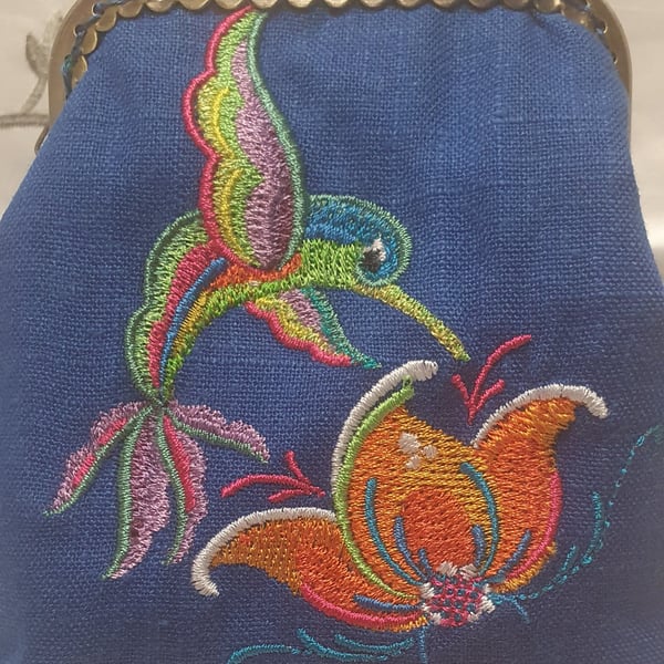 The Rosemaling Hummingbird Coin Purse