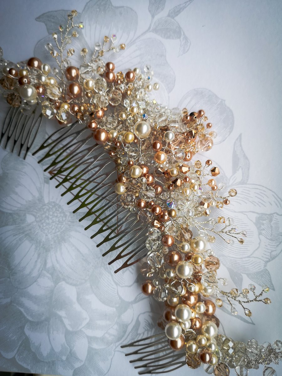 Swarovski crystal and pearl wired wedding tiara bridal comb DIY