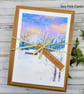 Christmas Cards - set of 4 cards - snow scene, cottage, fir and pine trees - Image 8