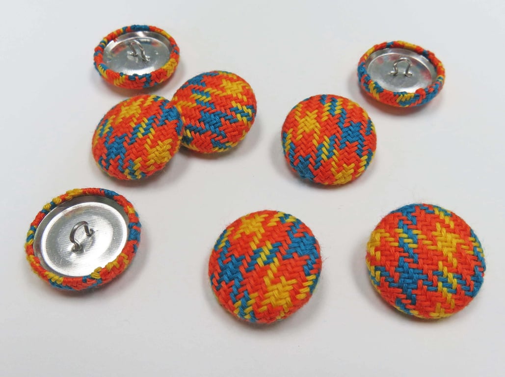 Orange Houndstooth Covered Buttons