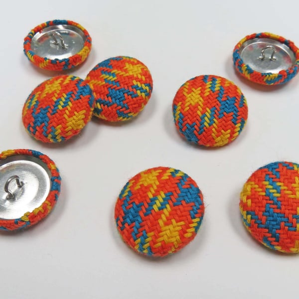 Orange Houndstooth Covered Buttons