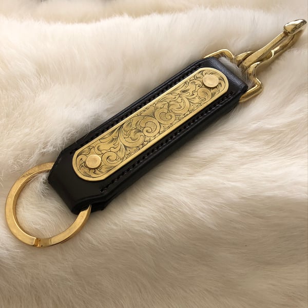 Brass & leather key clip