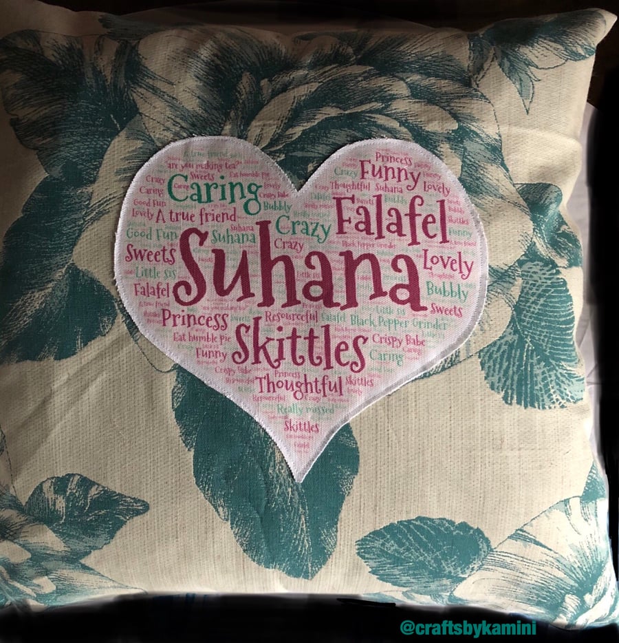 Personalised word cloud cushion  (including postage and packaging)