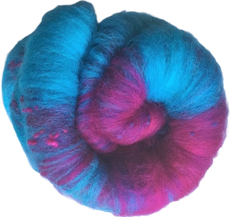 All natural hand blended batt for spinning or felting 'Blackcurrant Custard' 50g