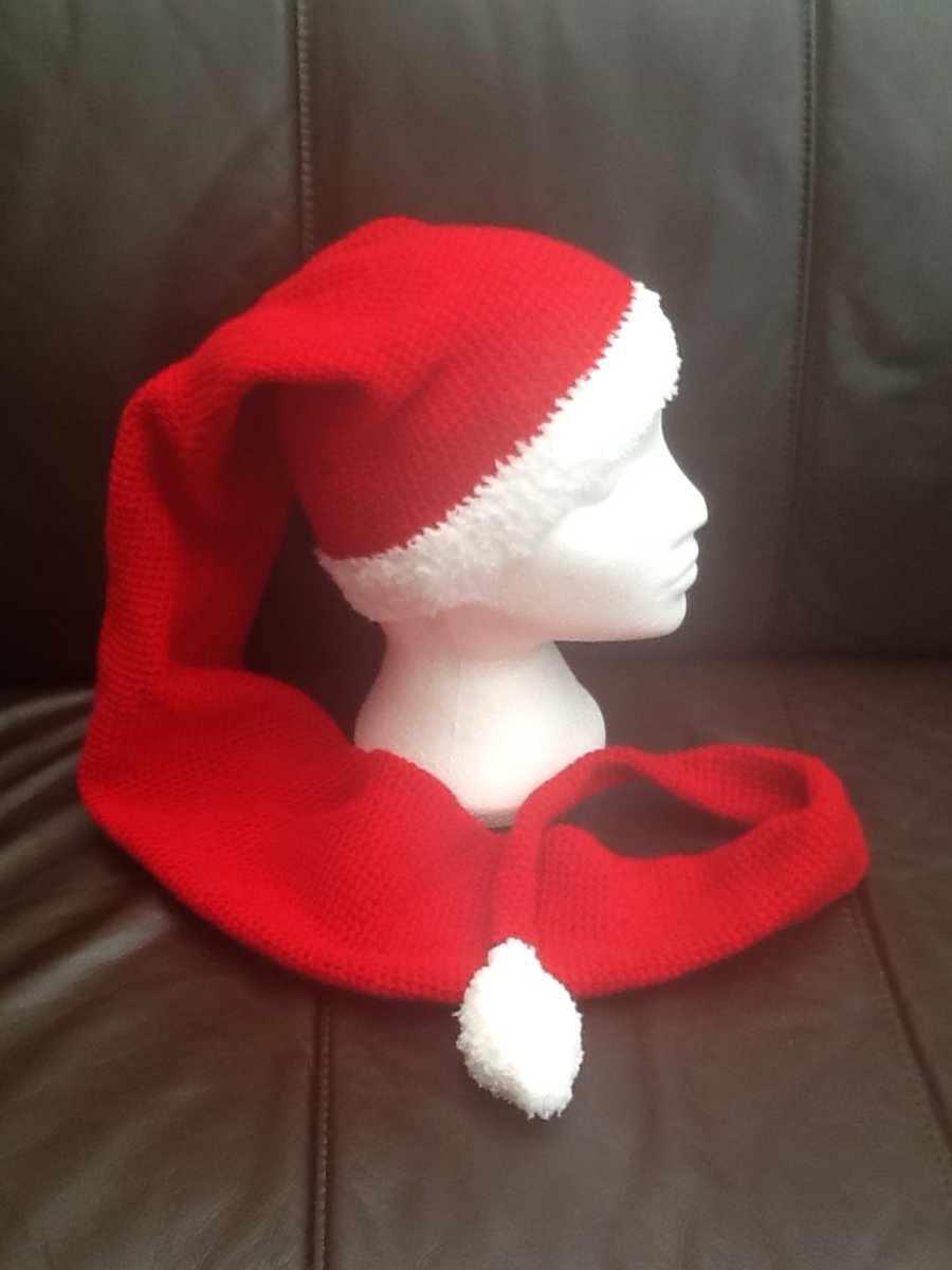Long Santa Crocheted Hat Scarf!  Crocheted to your specification!
