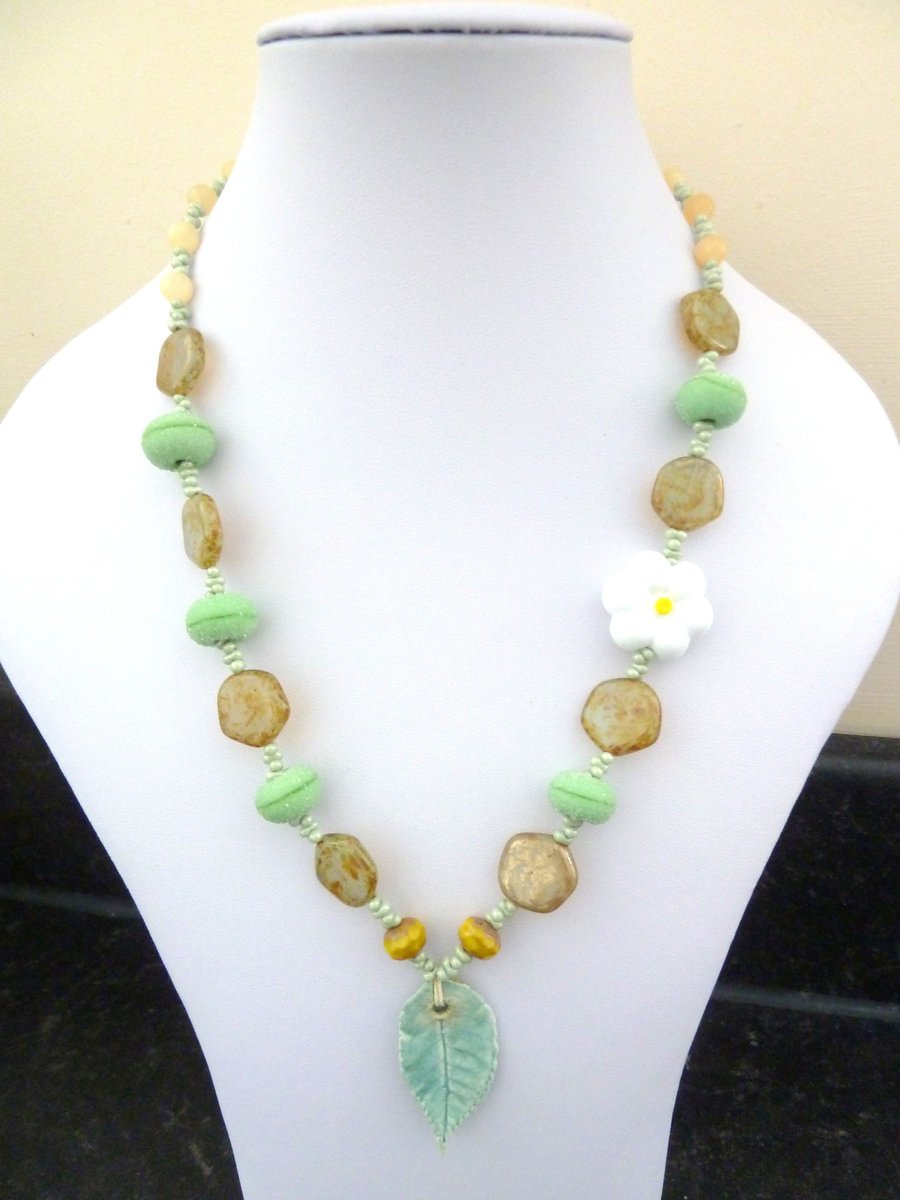 lampwork and ceramic necklace