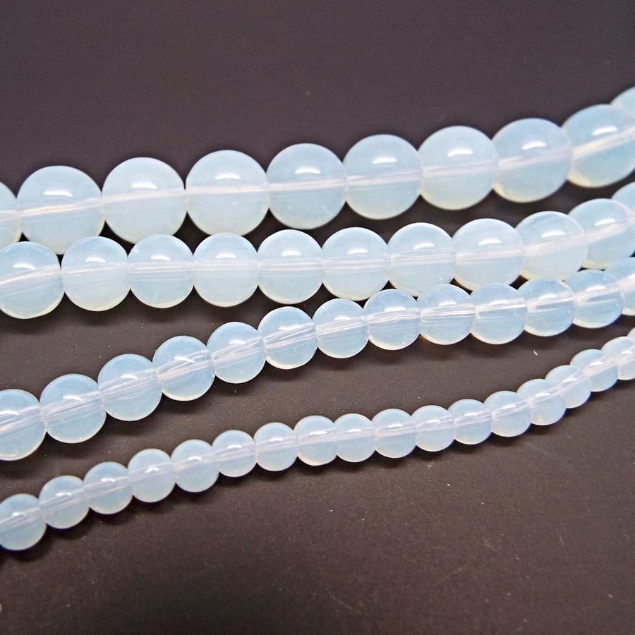 Opalite Beads 8mm Round, Synthetic White Opal, Jewellery Making Supplies