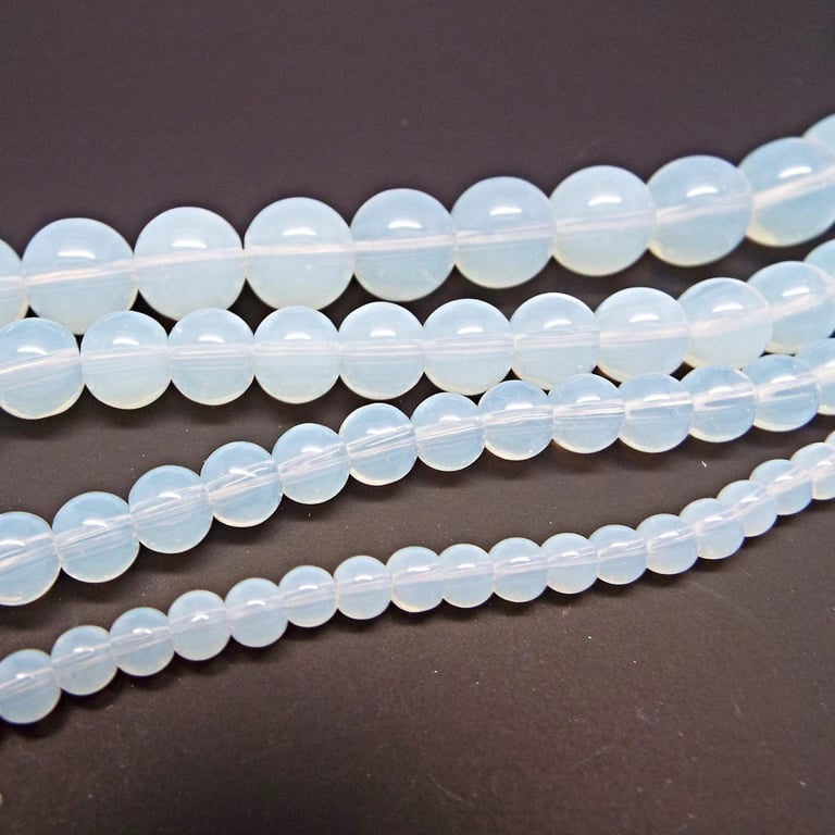 Opalite Beads 8mm Round, Synthetic White Opal, Jewellery Making Supplies