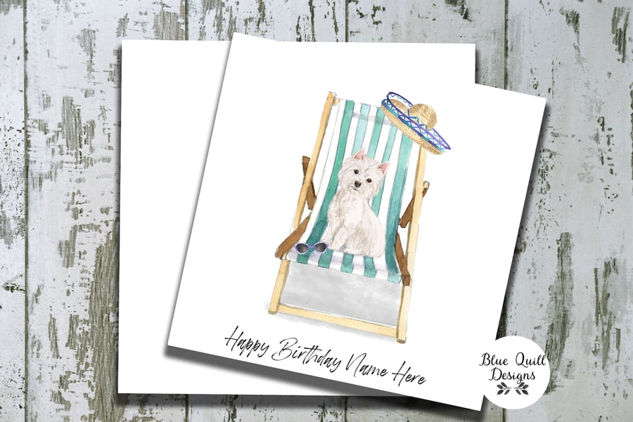 West Highland Terrier Watercolour Print Personalised Birthday Card