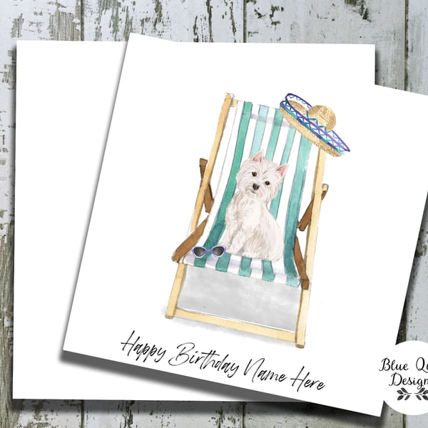 West Highland Terrier Watercolour Print Personalised Birthday Card