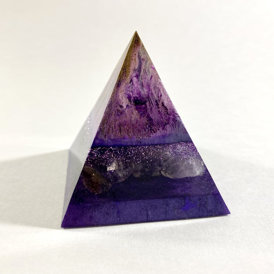 Resin & Amethyst Crystal Pyramid
