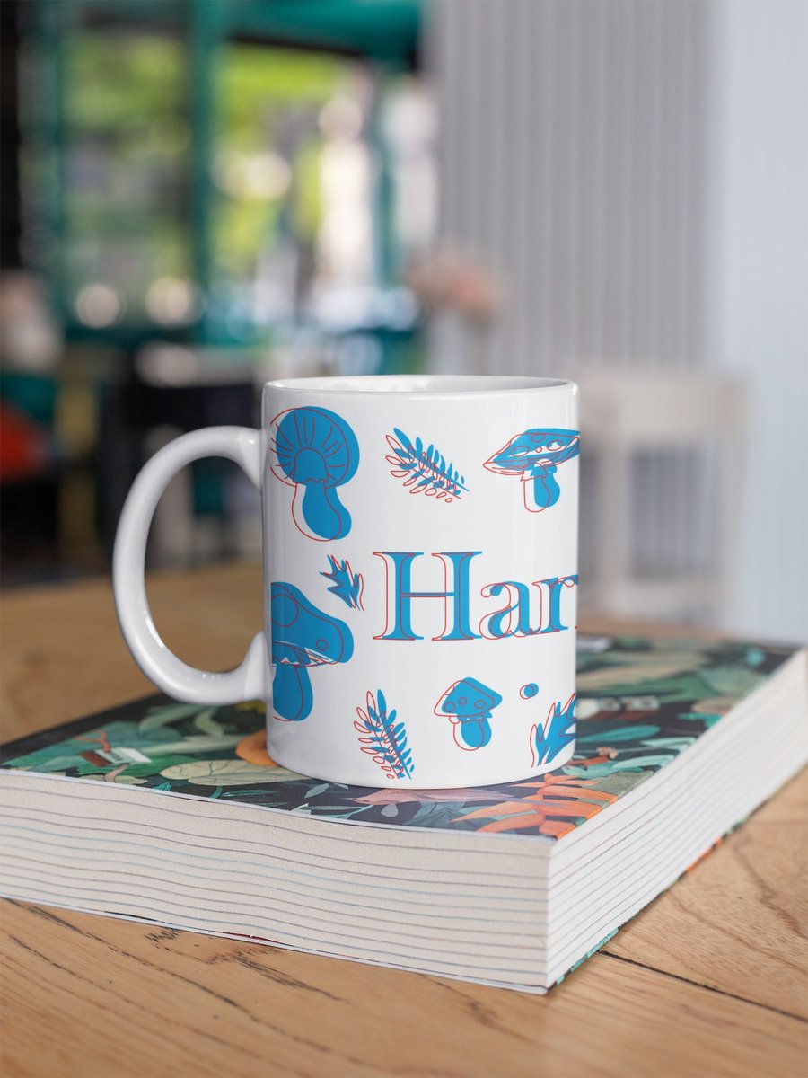 Mushroom Mug Personalised Name Tea Coffee Cup 3D effect