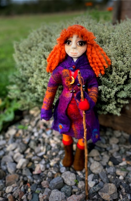 Handmade Unique Art Doll -  Needle-felted 'Winter Woman'
