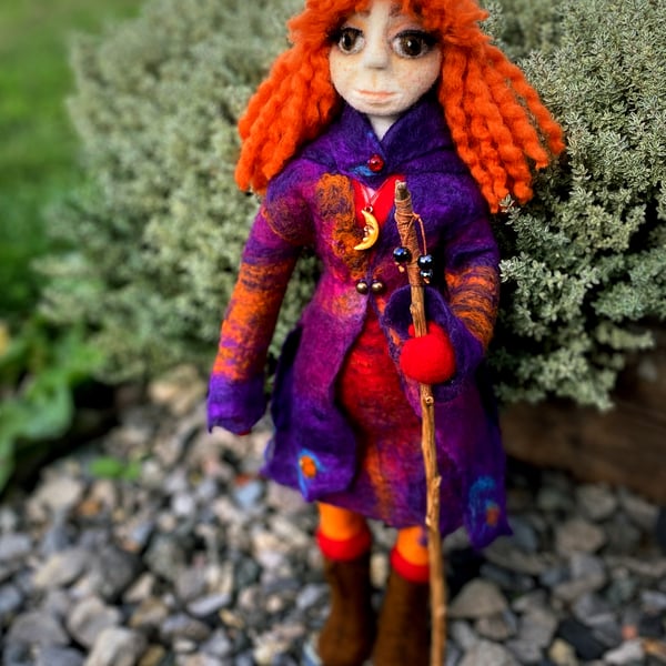Handmade Unique Art Doll -  Needle-felted 'Winter Woman'