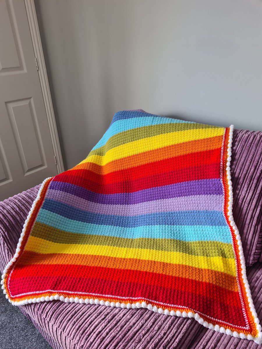 Rainbow Crochet Blanket - Crochet Baby Blanket, Cot, Child, or Adult Lap Size
