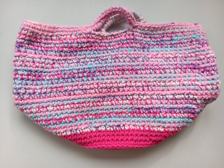 Crochet Basket Bag (Pretty Pinks) - holds so much!