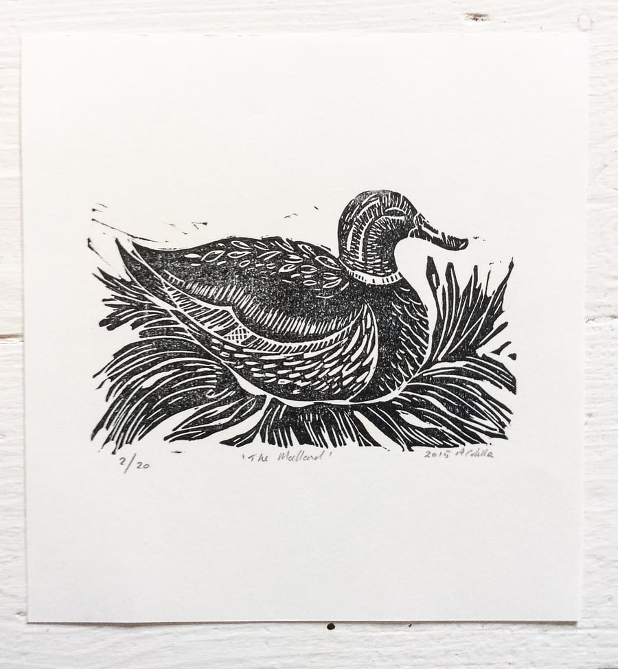 Mallard Lino Print Black
