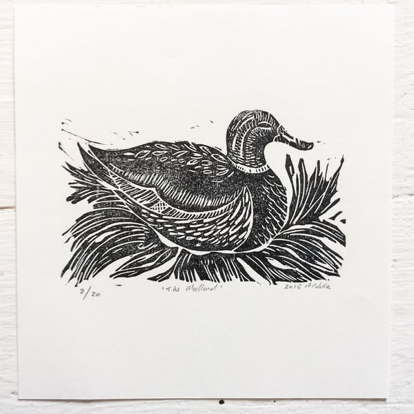 Mallard Lino Print Black
