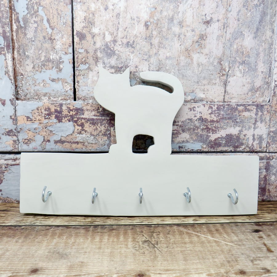 Pale blue cat key rack