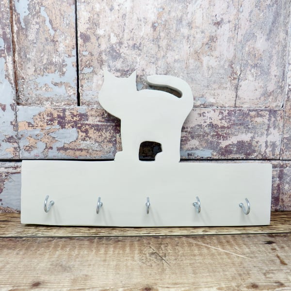 Pale blue cat key rack
