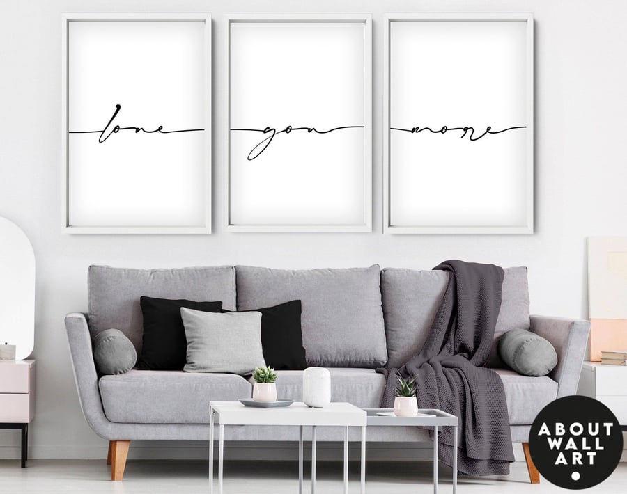 Love quote Print, Line Drawing, Above Bed Decor, Our First Home 3 Piece Wall Art