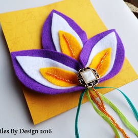 Large Iris Flower Felt Brooch