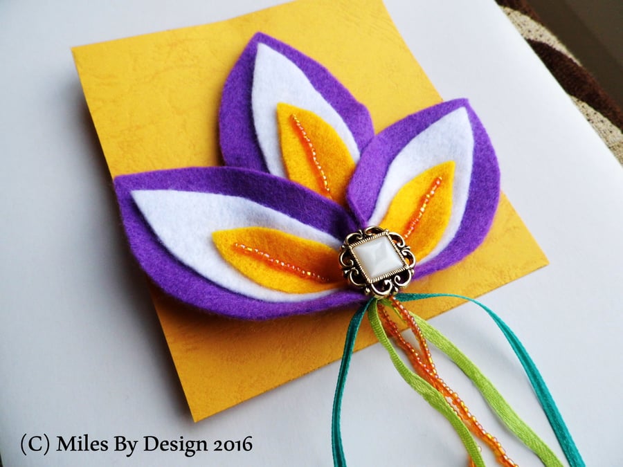 Large Iris Flower Felt Brooch