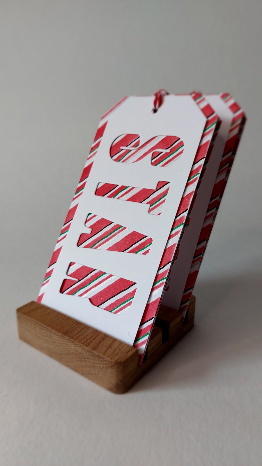 Christmas gift tag set - Red Candy Striped (STAR-SNOW)