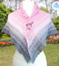 Pink and grey ombre crochet lace cotton shawl. Crochet shawl. Pink grey scarf. - Image 7