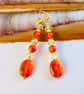 Carnelian Earrings With Yellow Swarovski Crystals - Handmade In Devon - Image 9